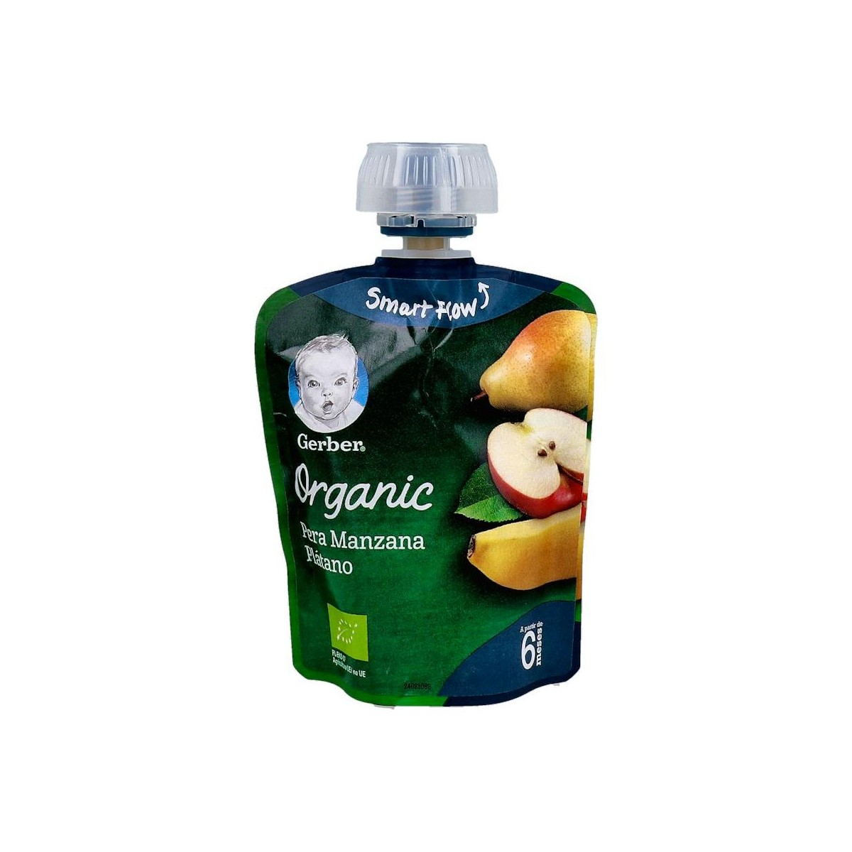 GERBER POUCH ORGANIC PERA, MANZANA, PLÁTANO 90G