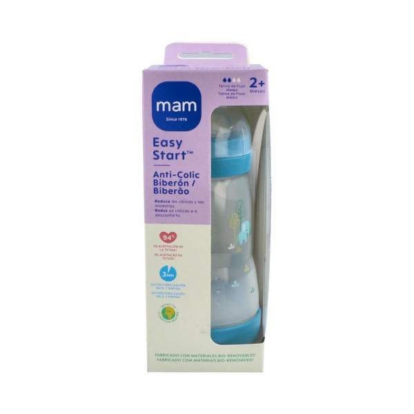 BIBERON MAM ANTI-COLIC 260ML MATT - AZUL