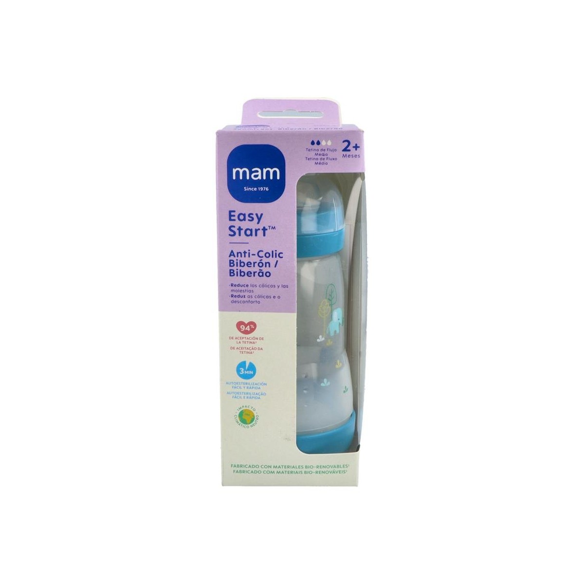BIBERON MAM ANTI-COLIC 260ML MATT - AZUL