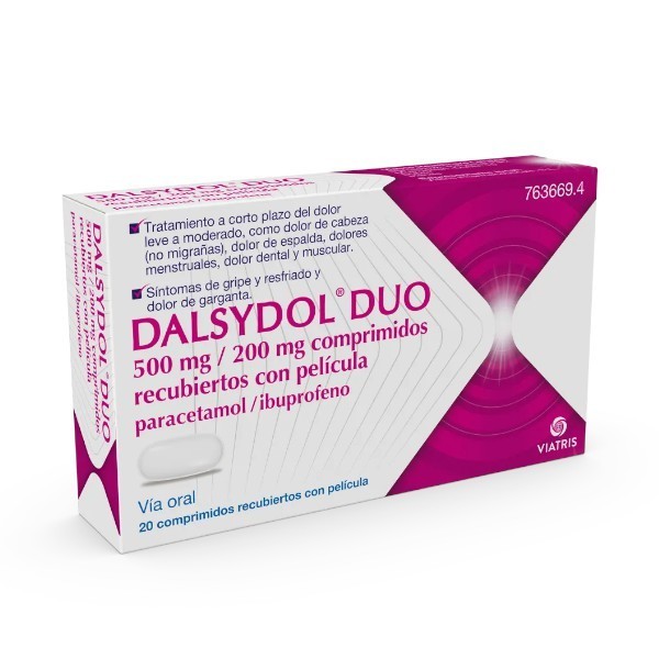 DALSYDOL DUO 500 MG/200 MG 20 COMPRIMIDOS RECUBIERTOS CON...