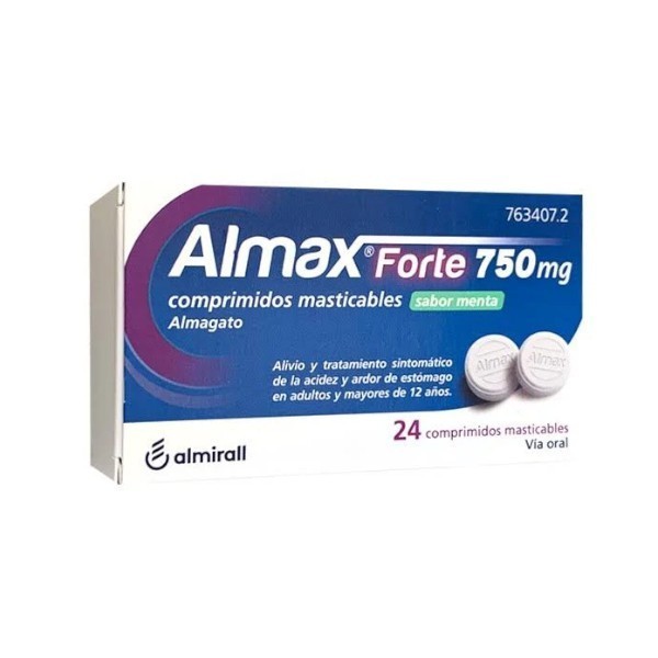 ALMAX FORTE 750 MG COMPRIMIDOS MASTICABLES SABOR MENTA 24...