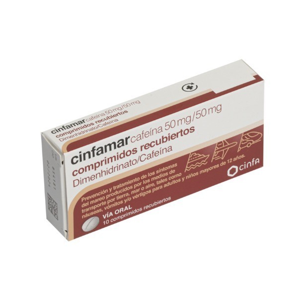 CINFAMAR CAFEINA 50 mg/50 mg COMPRIMIDOS RECUBIERTOS
