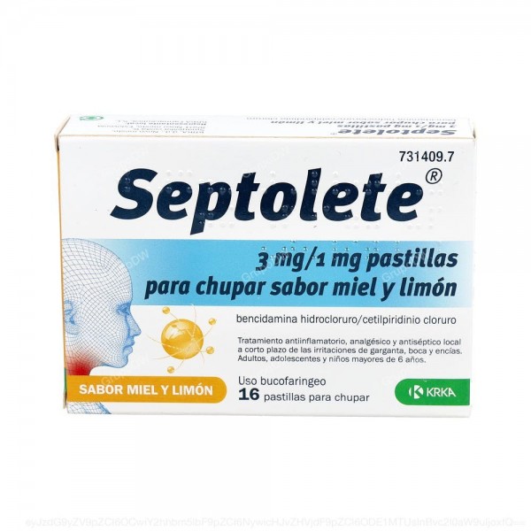 SEPTOLETE 3 mg/1 mg PASTILLAS PARA CHUPAR SABOR MIEL Y LIMON