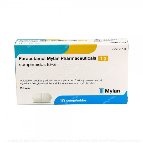 PARACETAMOL MYLAN PHARMACEUTICALS 1 g COMPRIMIDOS EFG