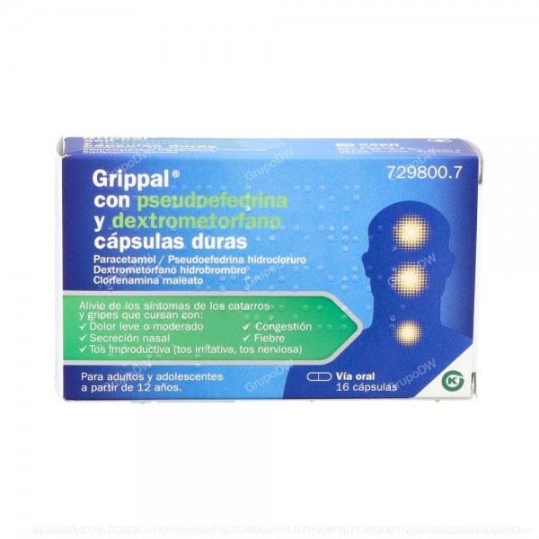 GRIPPAL CON PSEUDOEFREDRINA Y DEXTROMETORFANO CAPSULAS DURAS