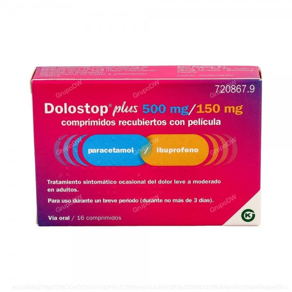 DOLOSTOP PLUS 500 mg/150 mg COMPRIMIDOS RECUBIERTOS CON...