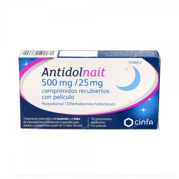 ANTIDOL NOCHE 500 MG/25 MG COMPRIMIDOS RECUBIERTOS CON...