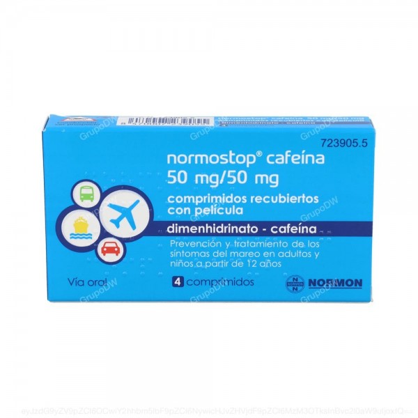 NORMOSTOP CAFEINA 50 mg/50 mg COMPRIMIDOS RECUBIERTOS CON...