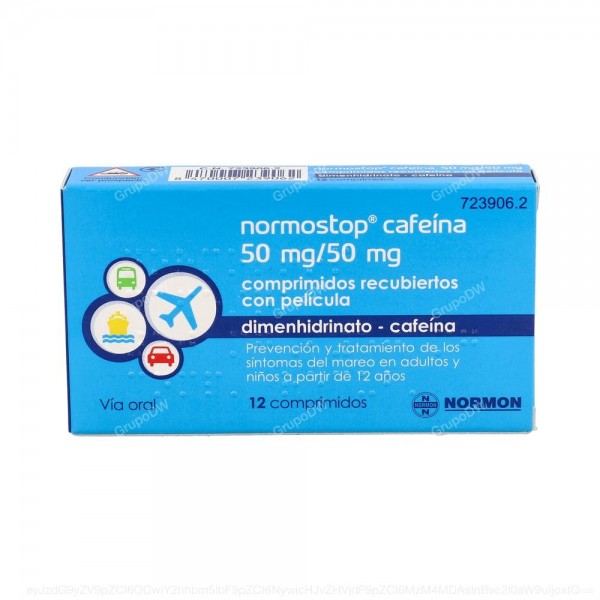 NORMOSTOP CAFEINA 50 mg/50 mg COMPRIMIDOS RECUBIERTOS CON...