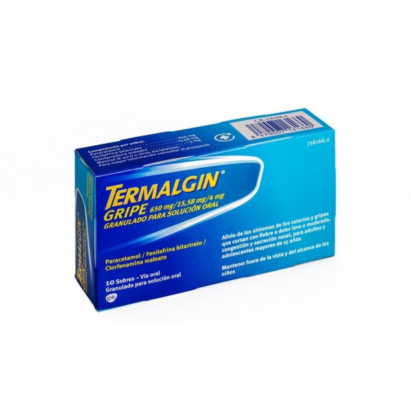 TERMALGIN GRIPE 650 mg/15,58 mg/4 mg GRANULADO PARA...