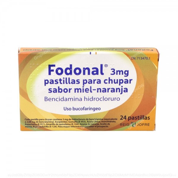 FODONAL 3 mg PASTILLAS PARA CHUPAR SABOR MIEL-NARANJA, 24...