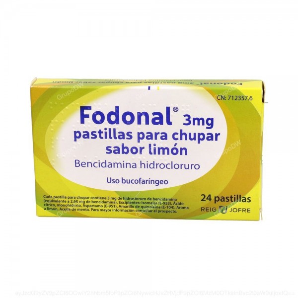 FODONAL 3 mg PASTILLAS PARA CHUPAR SABOR LIMON, 24 pastillas