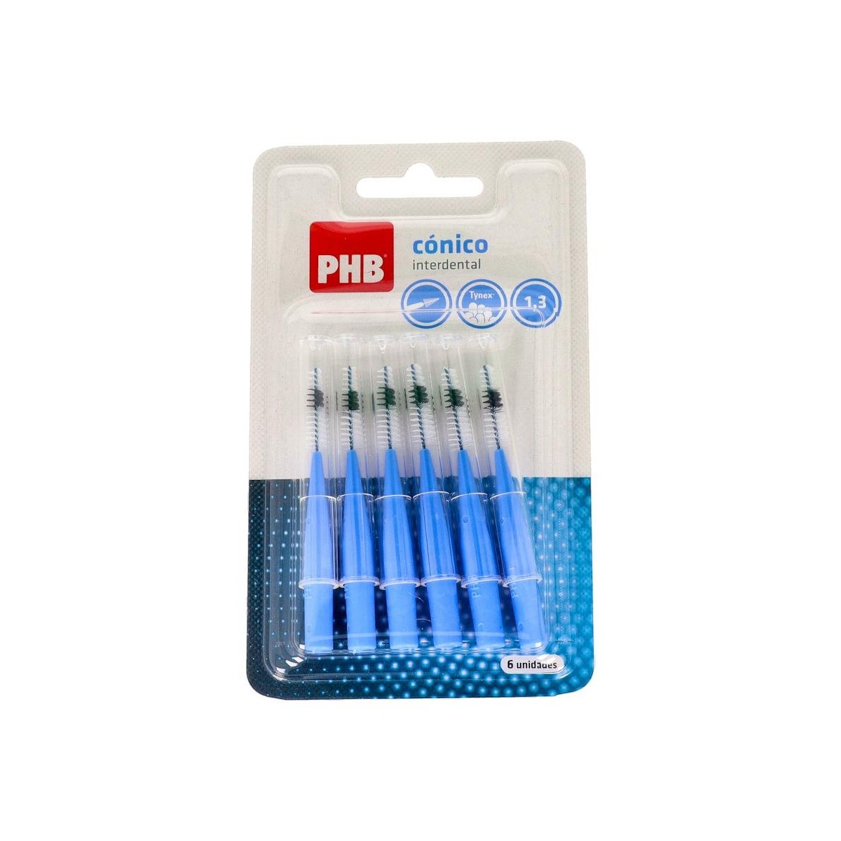 CEPILLO INTERDENTAL PHB CONICO 1,3 AZUL 6 U