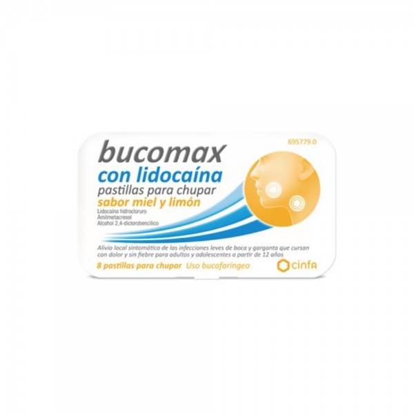 BUCOMAX CON LIDOCAINA PASTILLAS PARA CHUPAR SABOR MIEL Y...