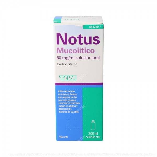 NOTUS MUCOLITICO 50 mg/ml SOLUCION ORAL, 1 frasco de 200 ml