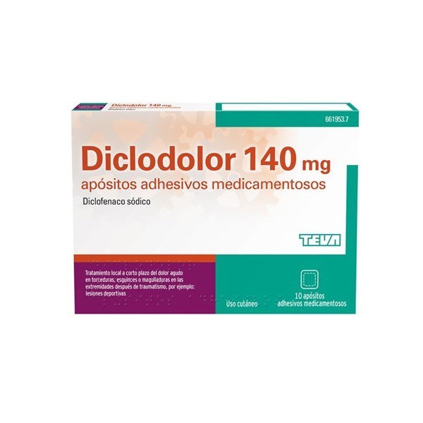 DICLODOLOR 140 mg APOSITOS ADHESIVOS MEDICAMENTOSOS, 10...