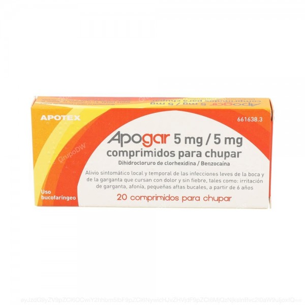 APOGAR 5mg/5mg COMPRIMIDOS PARA CHUPAR, 20 comprimidos