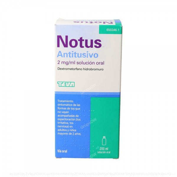 NOTUS ANTITUSIVO 2 mg/ml SOLUCION ORAL, 1 frasco de 200 ml