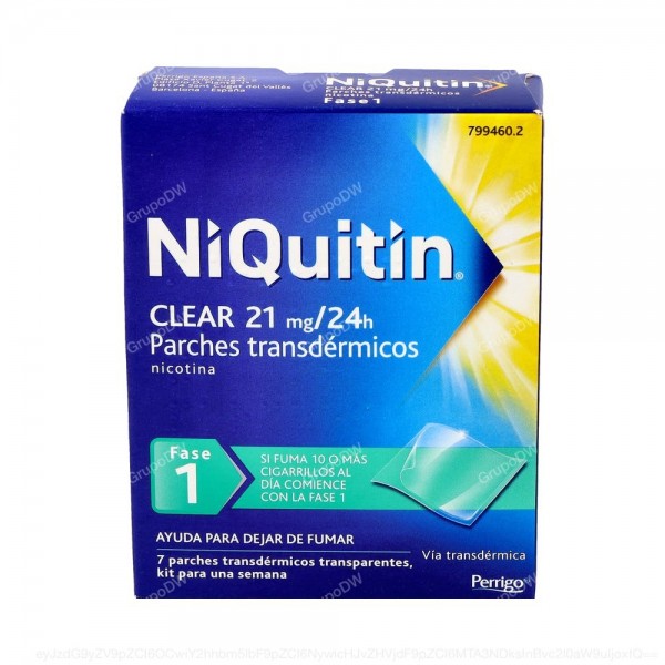 NIQUITIN CLEAR 21 mg/24 HORAS PARCHE TRANSDERMICO, 7 parches