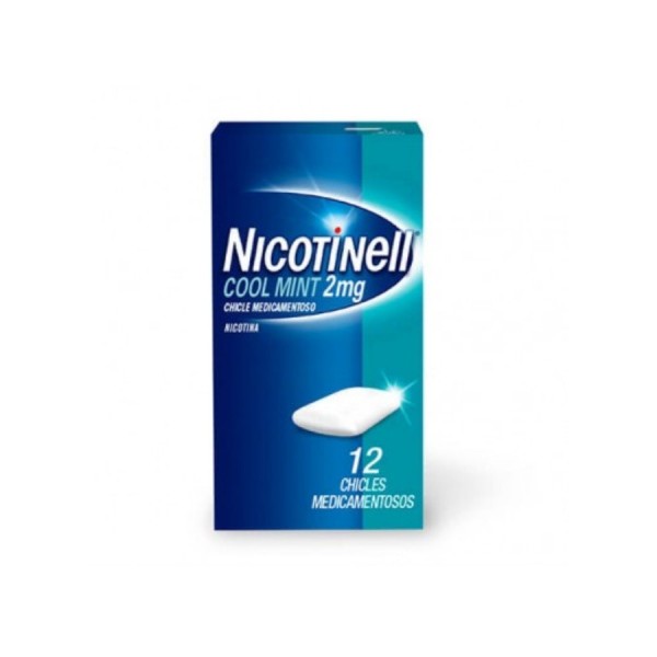 NICOTINELL COOL MINT 2 mg CHICLE MEDICAMENTOSO, 12 chicles