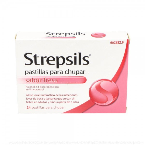 STREPSILS PASTILLAS PARA CHUPAR SABOR FRESA, 24 pastillas