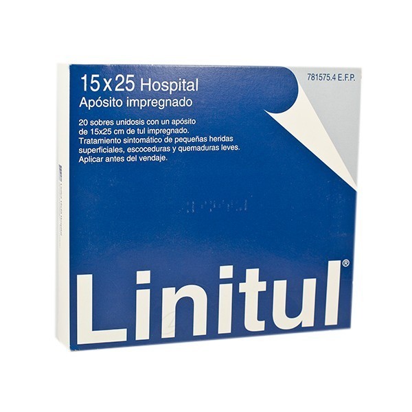 LINITUL APOSITO IMPREGNADO, 20 apositos de 15 x 25 cm
